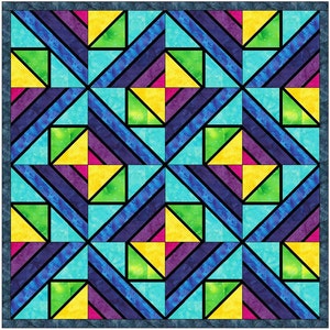 Quarter Stripes with Diamond Stained Glass Quilt Foundation Paper Piece Quilting Block Pattern PDF