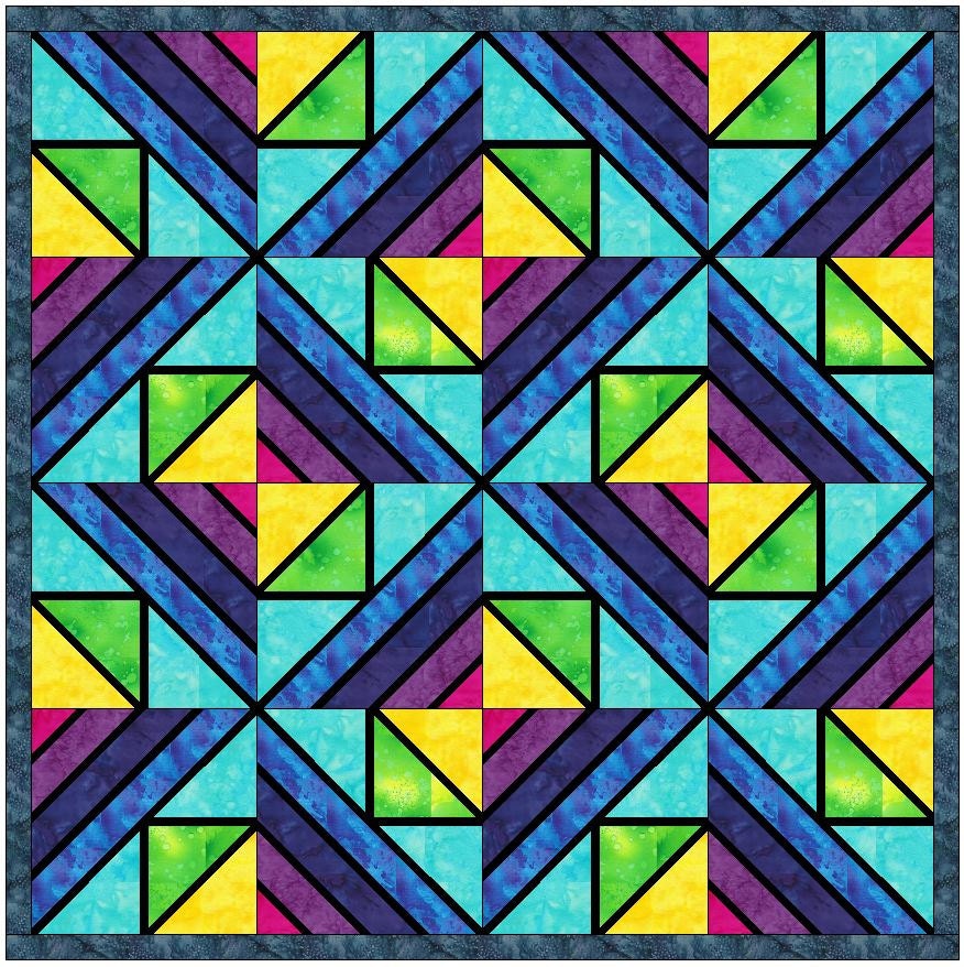 Quarter Stripes with Diamond Stained Glass Quilt Foundation Etsy