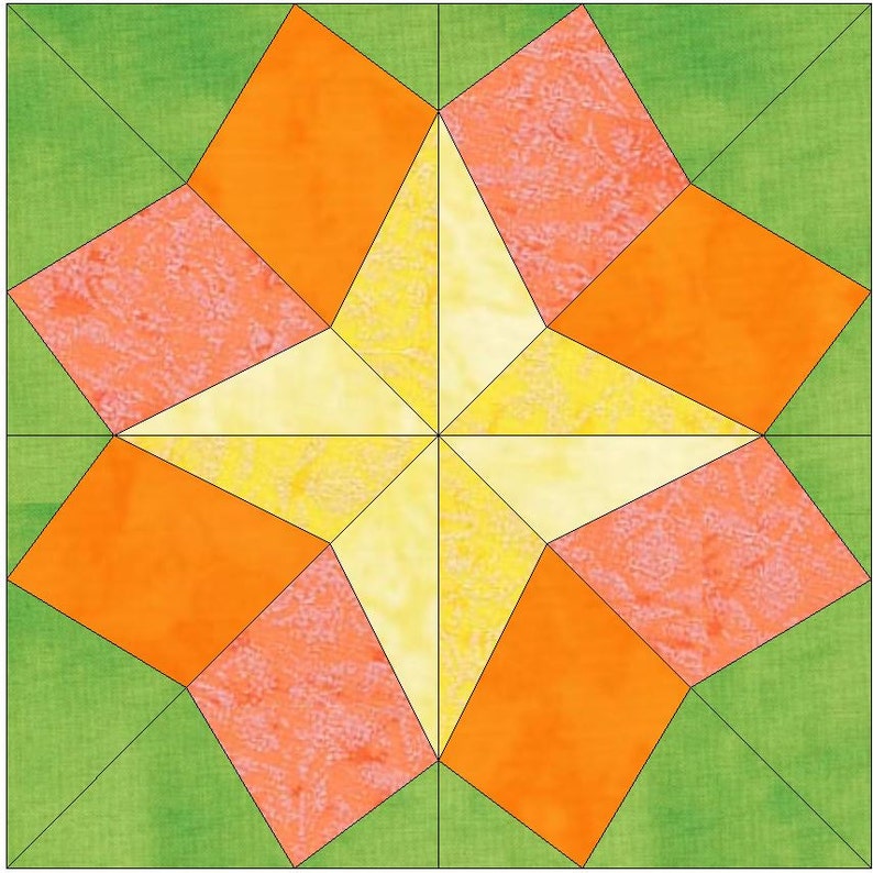 Full Bloom Tulip 2 Quilt Template Quilting Block Pattern PDF Etsy