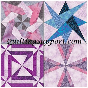 Star Quilt Set of 4 Template Quilting Block Patterns Set 2 PDF
