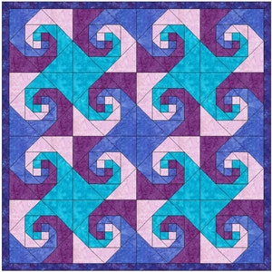Snail Trail Chain Quilt 12 Inch Template Quilting Block Pattern PDF