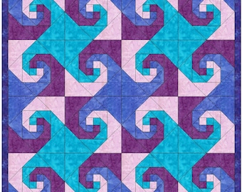 Snail Trail Chain Quilt 12 Inch Template Quilting Block Pattern PDF