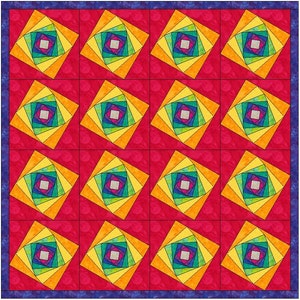 Tilted Spiral Quilt 7 Log Cabin Paper Foundation Quilting Block Pattern