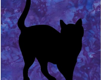 Black Cat Silhouette Quilt Applique Pattern Design