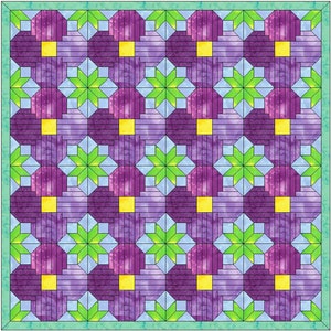 Courthouse Steps Flower Quilt Template Quilting Block Pattern PDF image 1