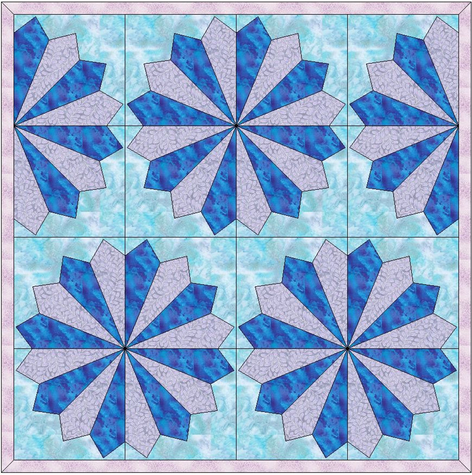 4 Blade Fan Quilt Template Quilting Block Pattern PDF Etsy