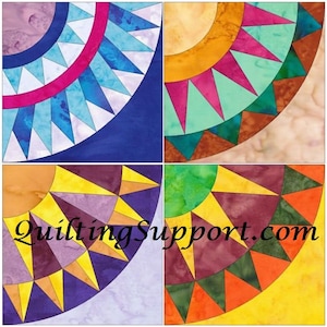 New York Beauty Quilt Set 2 - 10 Inch Paper Foundation Piecing Quilting 4 Block Patterns PDF