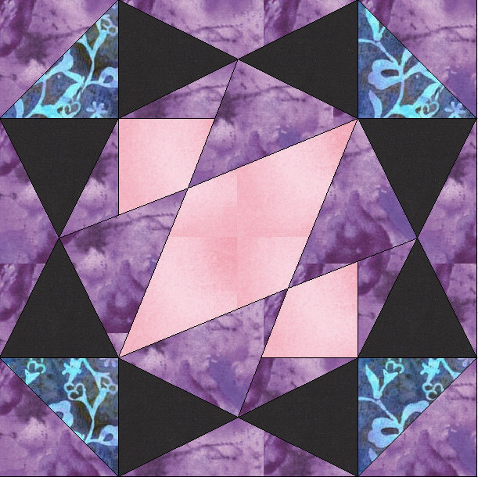 Northern Lights Quilt 15 Inch Template Quilting Block Pattern PDF - Etsy