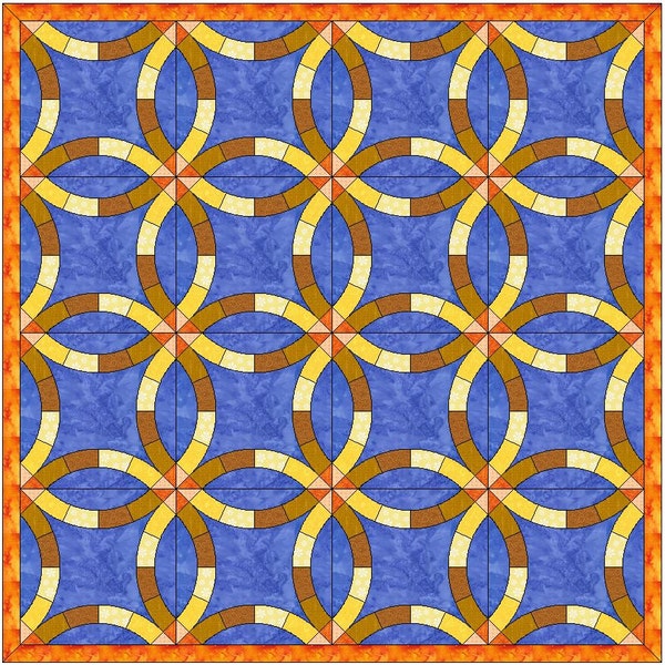 Double Wedding Ring Quilt Paper Template Quilting Block Pattern PDF