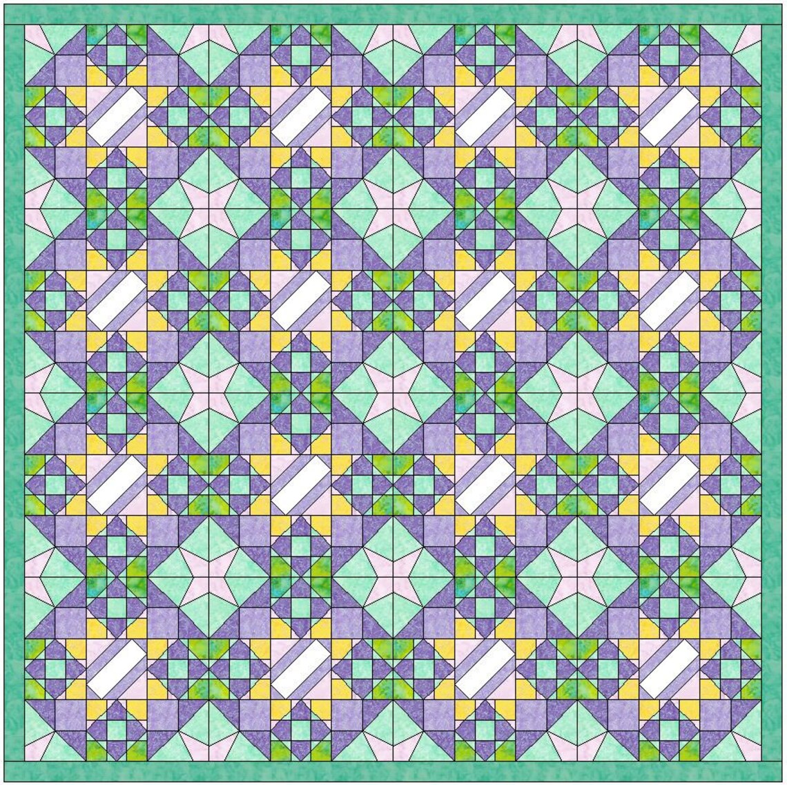 10 Inch Block Pattern Blooming Beauty Quilt Paper Piece Foundation 10 Inch Block Pattern PDF ...