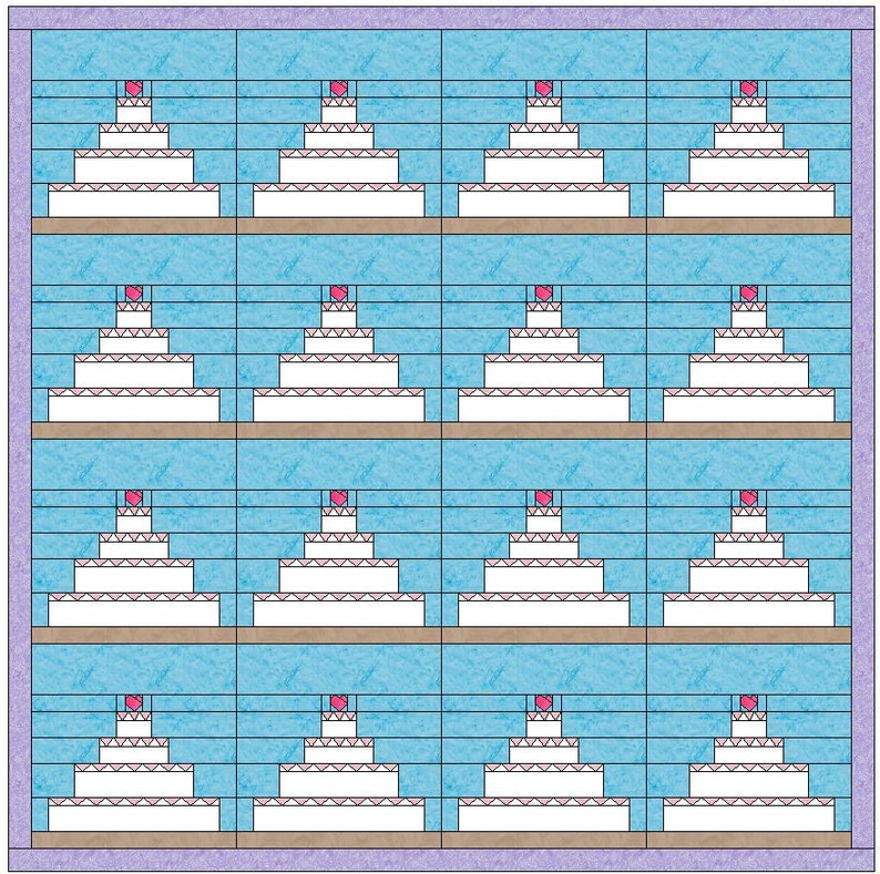 Wedding Cake Quilt Paper Piece Foundation Quilting Block Pattern PDF image 3