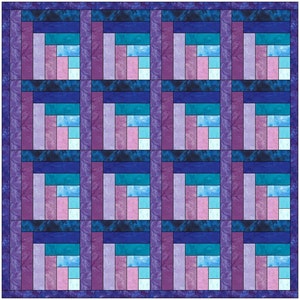 Quarter Log Cabin 6 Quilt Paper Piece Foundation Quilting Block Pattern image 5