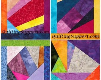 Crazy Block Quilt Pattern Set: 10 Inch Paper Piecing (PDF)
