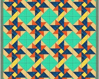 Dubbel väderkvarnsquilt Pinwheel-mall Quiltblockmönster