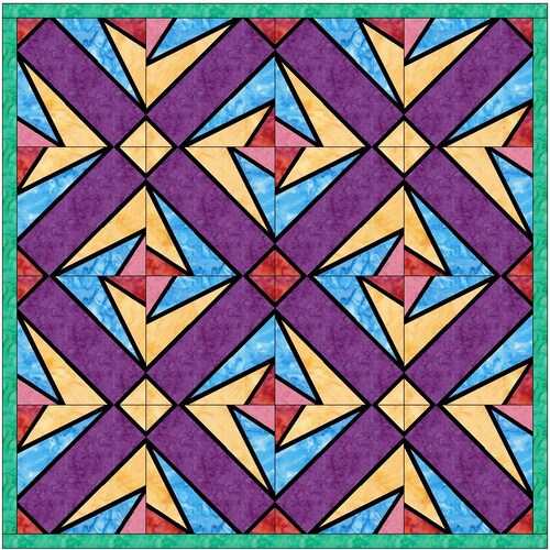 Stained Glass Log Cabin Quilt Set 2 Paper Foundation Piecing Etsy