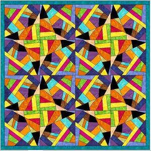 Complex Crazy Patch 9 Quilt Paper Foundation Piece Quilting Block Pattern PDF