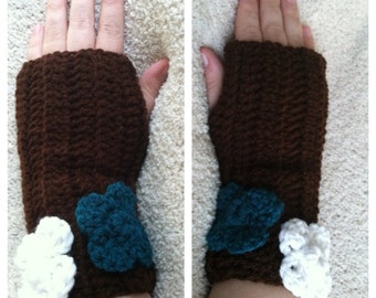 Brown fingerless gloves