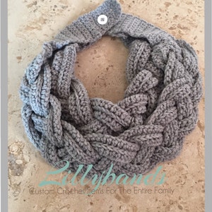 Crochet Scarf Pattern Chunky Crochet Cowl Braided Scarf 