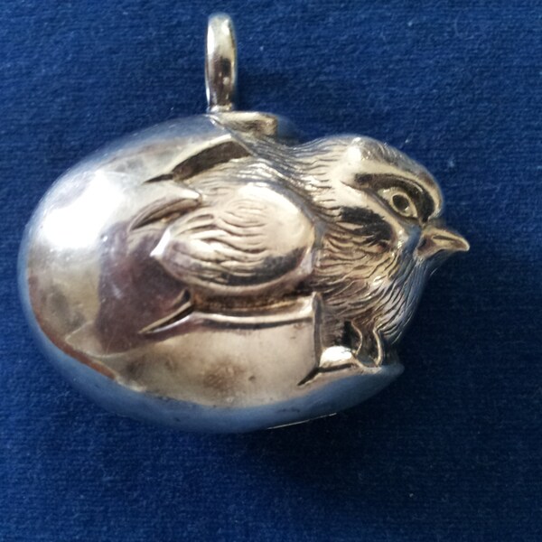 Vintage Silver Baby Rattle,Vintage Silver Hatching Chick Baby Rattle