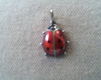 Vintage David Andersen Ladybug Charm, Guilloche Enamel on Sterling Ladybug Pendant