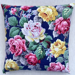 Barkcloth Floral Fabric Cushion