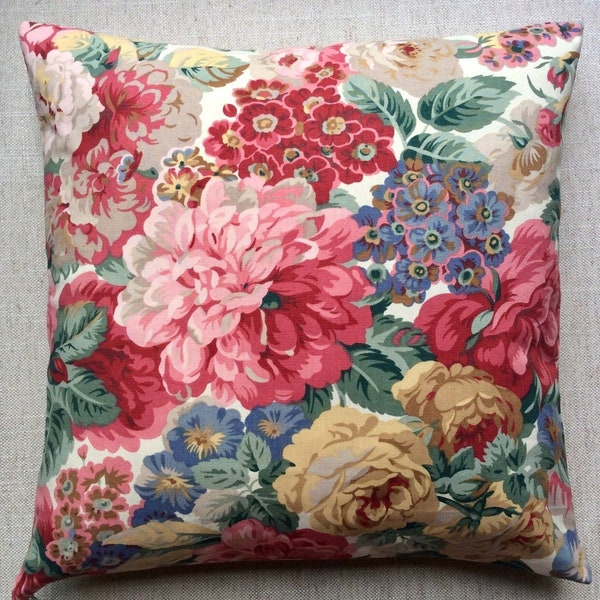 Sanderson "Rose And Peony" Vintage Floral Fabric Cushion