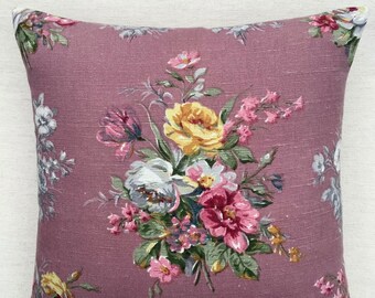 Vintage Floral Linen Fabric Cushion