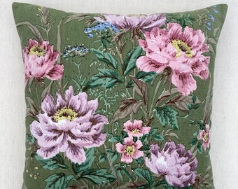 Vintage Floral Linen Fabric Cushion