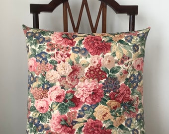 Sanderson "Rose & Peony Minor" Vintage Floral Fabric Cushion