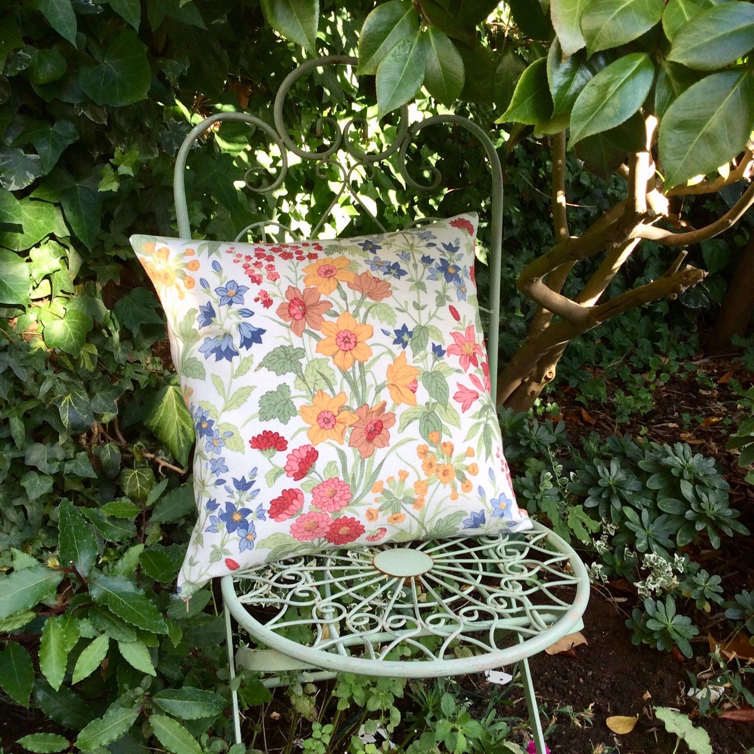 Vintage Linen Floral Fabric Cushion norwich by Etsy UK