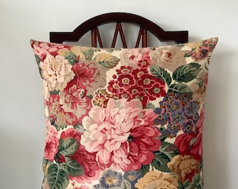 Sanderson "Rose And Peony" Vintage Floral Fabric Cushion