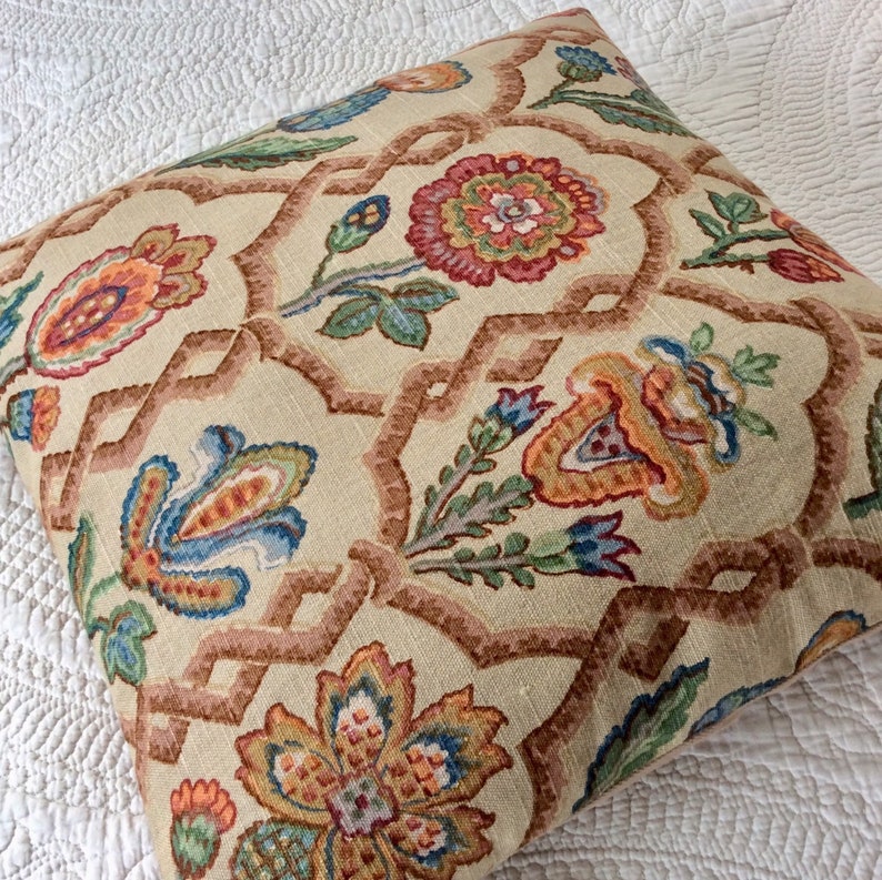 Jacobean Design Vintage Linen Fabric Cushion Etsy Australia