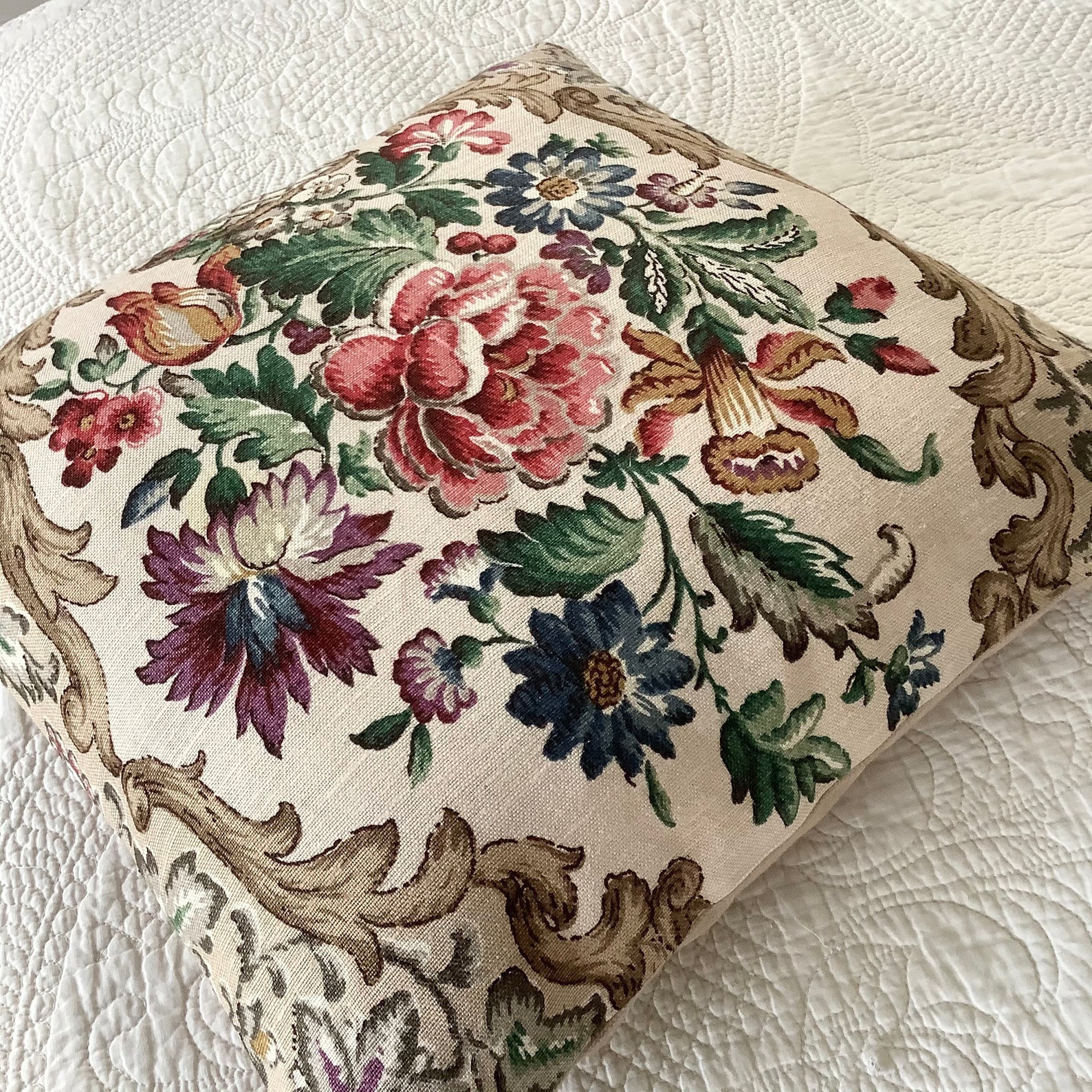 Sanderson Vintage Floral Linen Fabric Cushion Etsy UK
