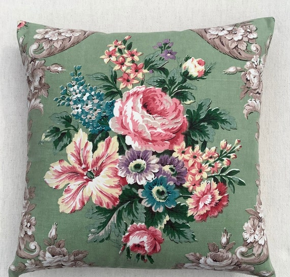 Vintage Blumen Stoff Kissen
