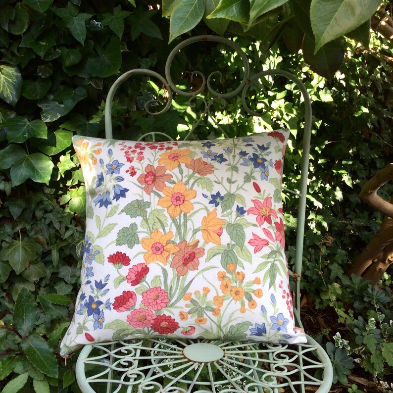Vintage Floral Fabric Cushion Norwich By Jonelle Etsy