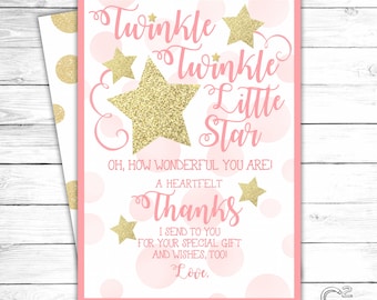 INSTANT DOWNLOAD: Twinkle Twinkle Little Star Thank You Card