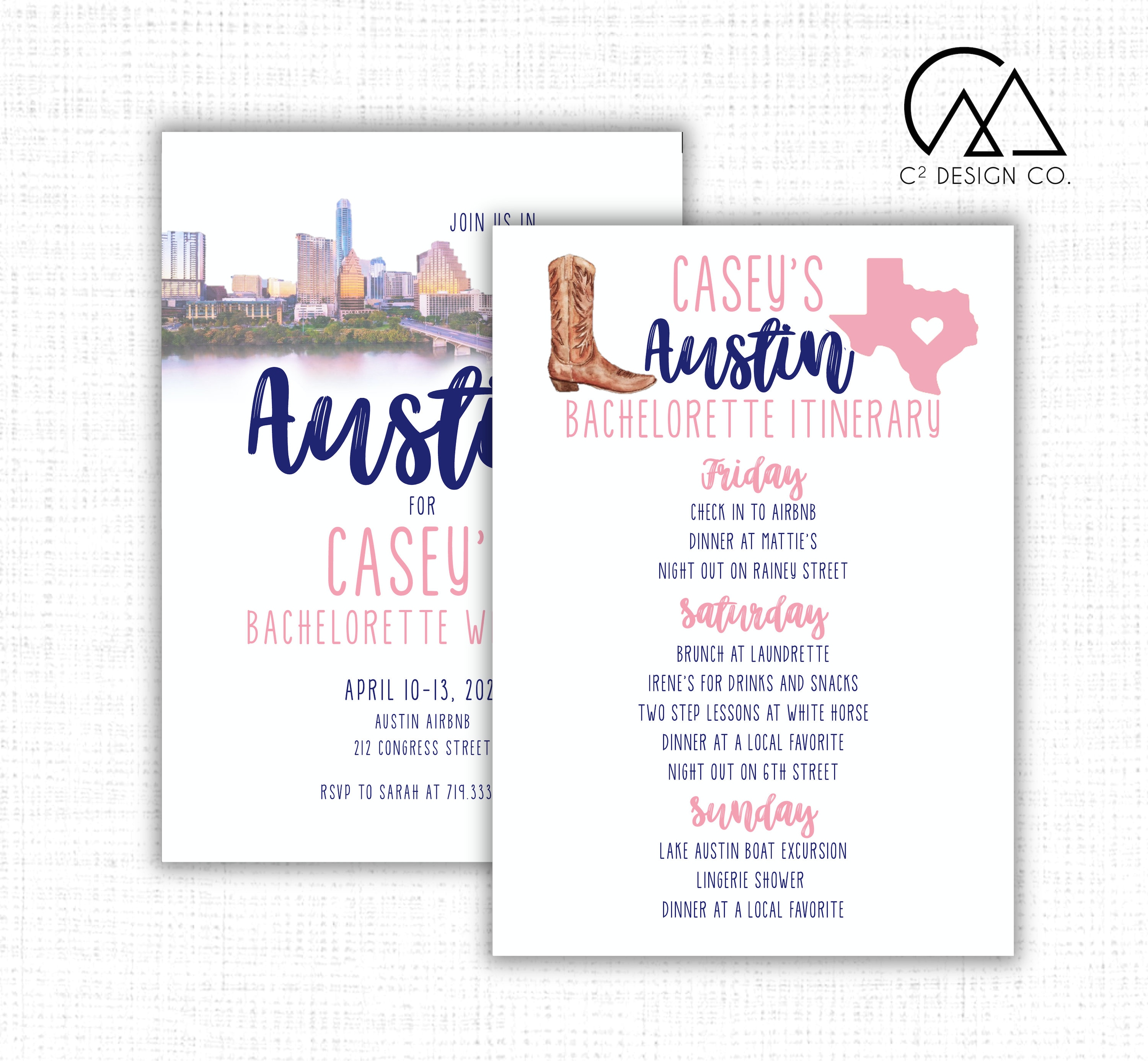 Austin Bachelorette Party Invitation Itinerary Template Etsy