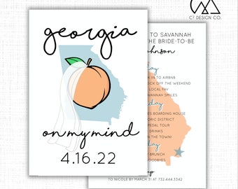 Invitación a la despedida de soltera de Georgia on My Mind con itinerario