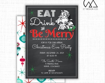 Eat, Drink & Be Merry Retro Invitation Template