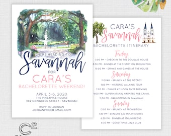 Savannah Bachelorette Party Invitation with Itinerary Template