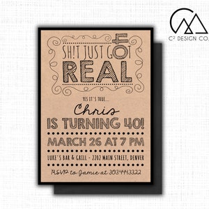 Sh!t Just Got Real 40th Birthday Invitation