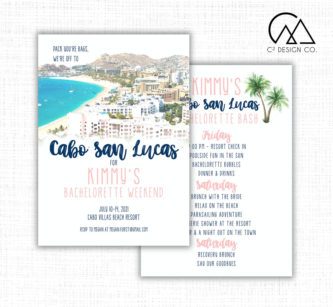 Cabo San Lucas Bachelorette Party Invitation Itinerary Etsy