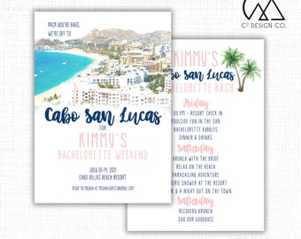 Cabo San Lucas Bachelorette Party Invitation + Itinerary | Template