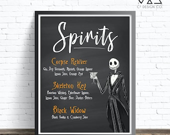 Spirits Halloween Chalkboard Bar Menu Sign