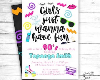 Girls Just Wanna Have Fun 80s/90s Bachelorette Invitation Template