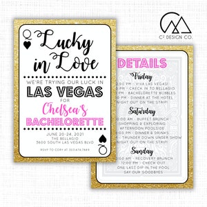 Lucky in Love Las Vegas Bachelorette Invitation with Itinerary Template