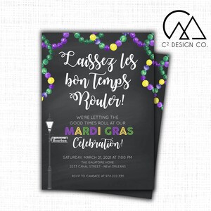 Let the Good Times Roll Mardi Gras Invitation Template