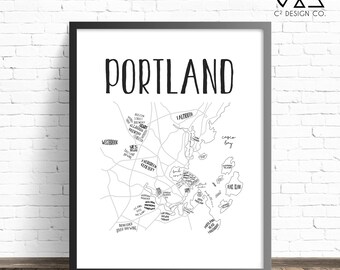 Portland Maine Brewery Map | Portland, Maine Beer Map Instant Download