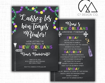 Let the Good Times Roll New Orleans Bachelorette Invitation With Itinerary Template