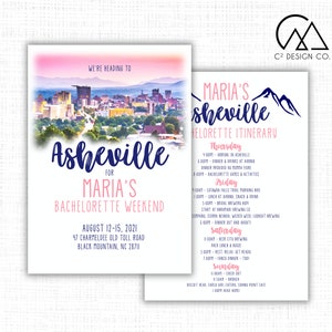 Asheville Bachelorette Party Invitation (+ Itinerary) Template